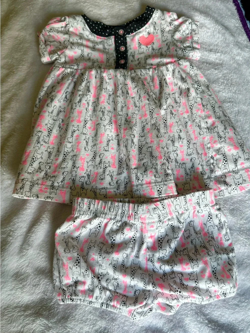 Carter's White and Pink Giraffe Print Matching Set